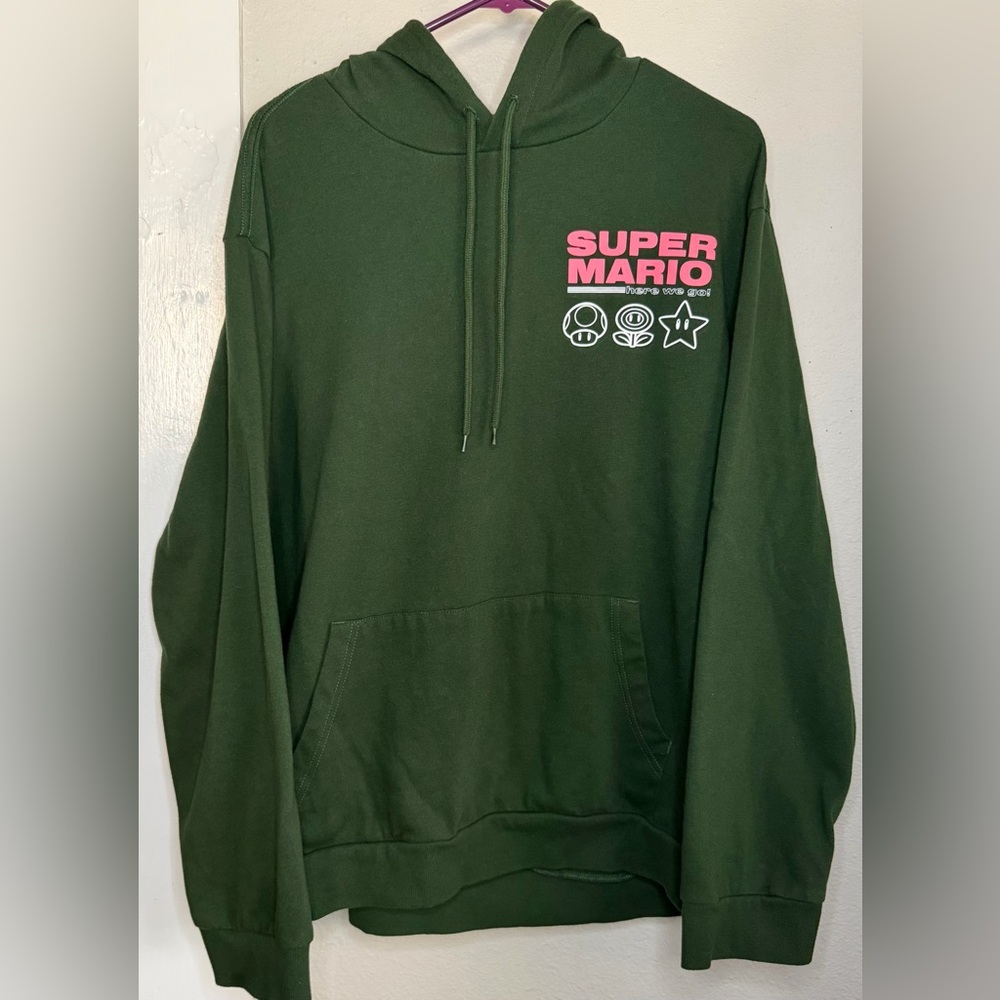 Super Mario Here We Go Green Sweatshirt Hoodie Men  2XL